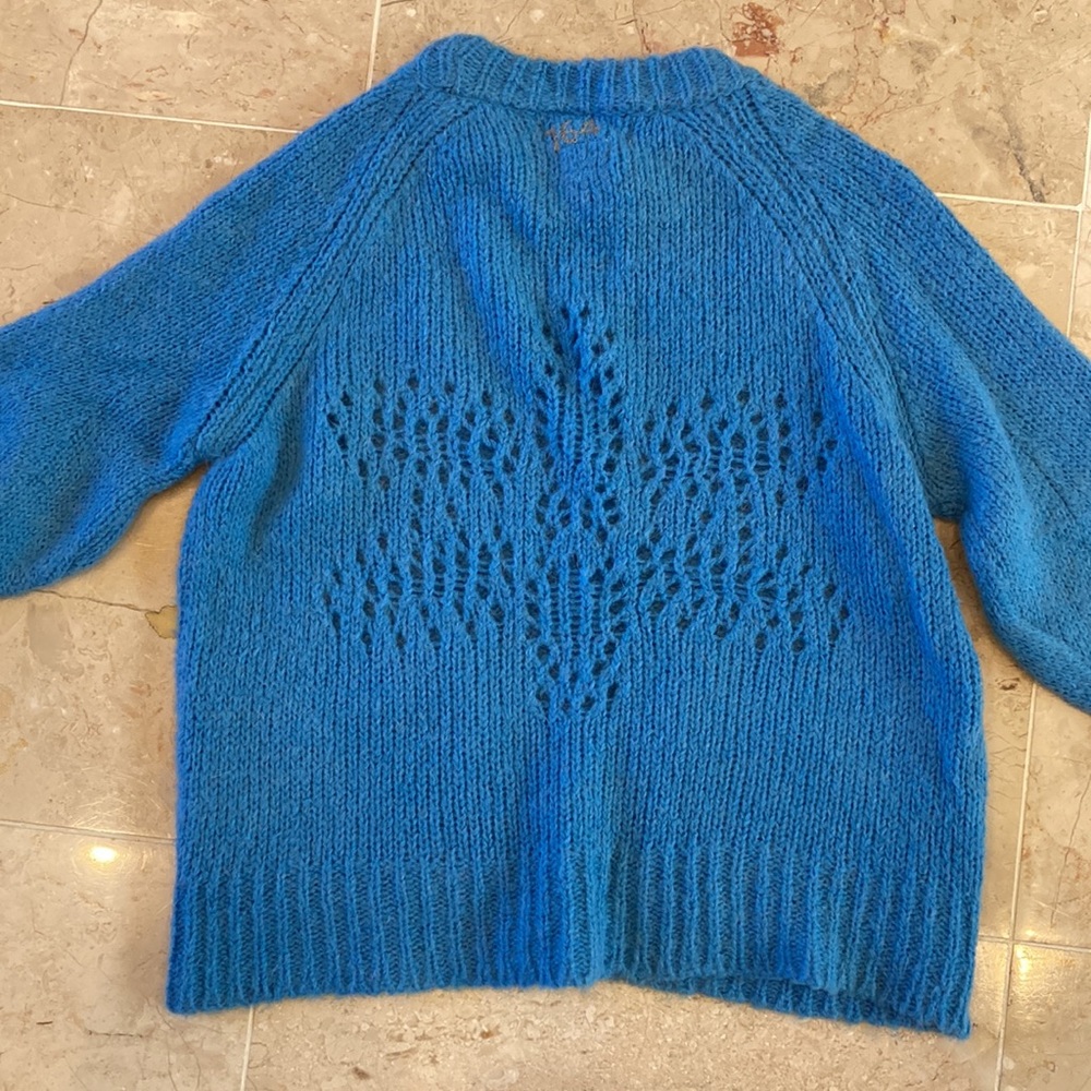 Odd Molly Vibrant Blue Open-Knit Cardigan